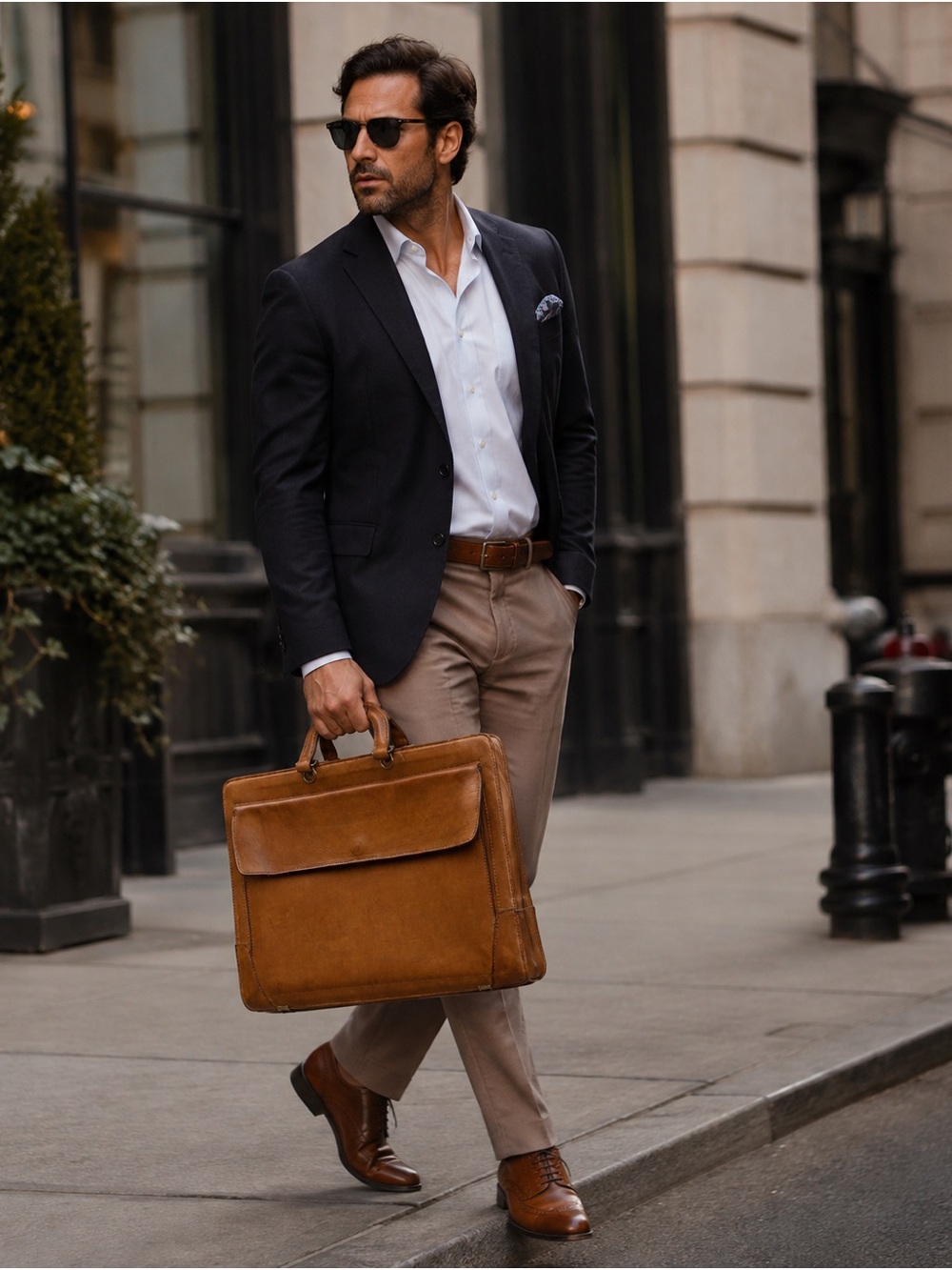 Vintage Cognac Leather Briefcase | Distressed Patina | Executive Work Bag